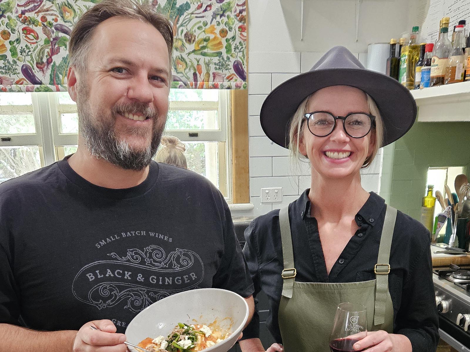 Hadyn Black and Chef Cat Clarke in the kitchen