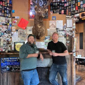 Hadyn and Darcy at the Dargo pub on a 4x4 trip