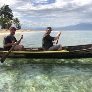 Hadyn and Darcy on a canoe in Belize