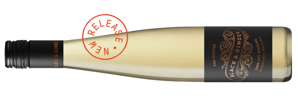 Bottle Shot of The Hunter Cane-Cut Riesling with New Release Roundel