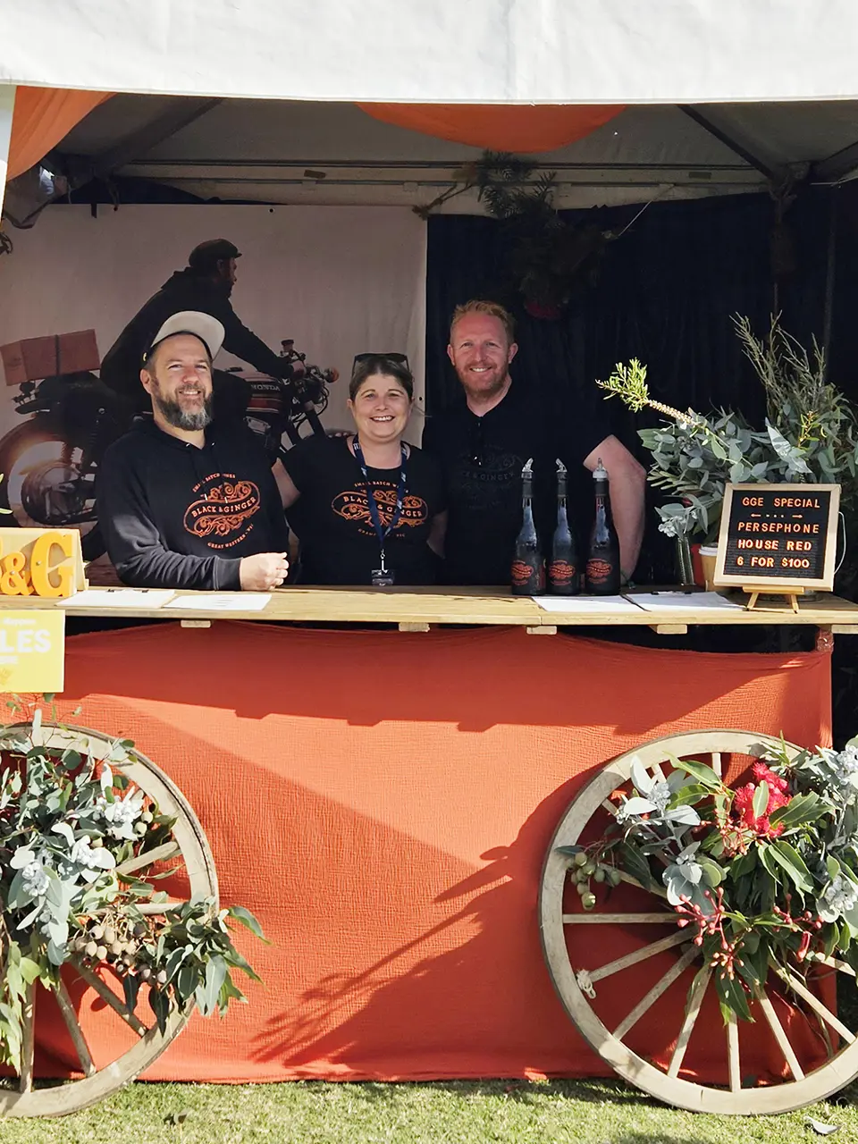 Hadyn, Lucy and Darcy together at their stand at the Grampians Grape Escape Festival