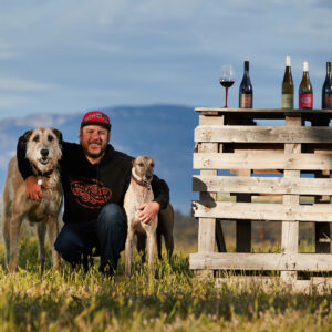 Winemaker Hadyn Black with the original Hounds Hunter and Paddy